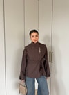 HR-3355H&R ButikHen - Bema Gold Düğme Detaylı Trenç Kahve
