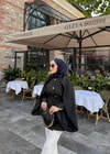 TRNCKT-004H&R ButikMera Yarasa Detaylı Trenç Siyah