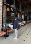 TRNCKT-003H&R ButikMera Yarasa Detaylı Trenç Lacivert