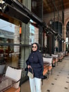 TRNCKT-003H&R ButikMera Yarasa Detaylı Trenç Lacivert