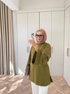 HR-3270H&R Butikek - Hesa Arka Bağlamalı Tunik Yağ Yeşili