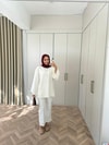 HR-3270H&R Butikek - Hesa Arka Bağlamalı Tunik Beyaz