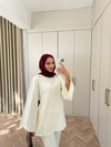 HR-3270H&R Butikek - Hesa Arka Bağlamalı Tunik Beyaz