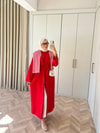 HR-3242H&R ButikEk- İlas Ön Yırtmaçlı Tunik Kırmızı