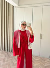 HR-3242H&R ButikEk- İlas Ön Yırtmaçlı Tunik Kırmızı