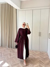 HR-3242H&R ButikEk- İlas Ön Yırtmaçlı Tunik Mürdüm