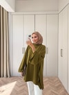 HR-3267H&R Butikek- Neva 2 Yanı Detaylı Tunik Yağ Yeşili