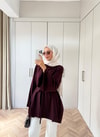 HR-3267H&R Butikek- Neva 2 Yanı Detaylı Tunik Mürdüm