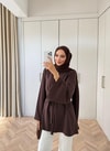HR-3274H&R Butikek- Neva 2 Yanı Detaylı Tunik Kahve