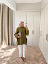HR-3267H&R Butikek- Neva 2 Yanı Detaylı Tunik Yağ Yeşili