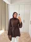 HR-3274H&R Butikek- Neva 2 Yanı Detaylı Tunik Kahve