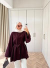 HR-3267H&R Butikek- Neva 2 Yanı Detaylı Tunik Mürdüm