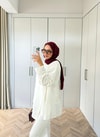 HR-3264H&R ButikEk- Riwi Yanı Dantel Detaylı Tunik Beyaz