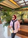 HR-3058H&R ButikNG-Cena Atkı Detaylı Tunik Pembe Lacivert