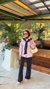 HR-3058H&R ButikNG-Cena Atkı Detaylı Tunik Pembe Lacivert