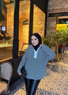 HR-3405H&R ButikNG- Çizgili Ön Düğmeli Tunik Siyah