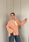 HR-3405H&R ButikNG- Çizgili Ön Düğmeli Tunik Turuncu