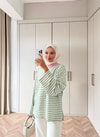 HR-3035H&R ButikNG- Lis Çizgi Desen Tunik Yeşil
