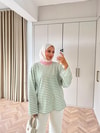 HR-3035H&R ButikNG- Lis Çizgi Desen Tunik Yeşil