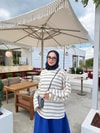 HR-3035H&R ButikNG- Lis Çizgi Desen Tunik Sarı-Mavi