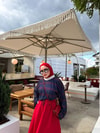 HR-3035H&R ButikNG- Lis Çizgi Desen Tunik Lacivert
