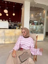 HR-3035H&R ButikNG- Lis Çizgi Desen Tunik Pembe