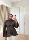 HR-2918H&R ButikQu - Elan Kol İspanyol Kot Tunik Acı Kahve