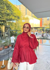 HR-2918H&R ButikQu - Elan Kol İspanyol Kot Tunik Kırmızı