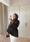 HR-2918H&R ButikQu - Elan Kol İspanyol Kot Tunik Acı Kahve