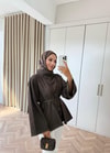 HR-2918H&R ButikQu - Elan Kol İspanyol Kot Tunik Acı Kahve