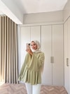 HR-2892H&R ButikQu- Hima İspanyol Kol Oysh Tunik Çağla Yeşili