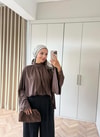 HR-2892H&R ButikQu- Hima İspanyol Kol Oysh Tunik Acı Kahve