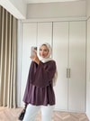 HR-2892H&R ButikQu- Hima İspanyol Kol Oysh Tunik Mürdüm