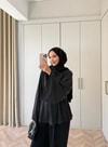HR-2892H&R ButikQu- Hima İspanyol Kol Oysh Tunik Siyah