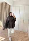 HR-2927H&R ButikQu- Qülna Kolları İspanyol Tunik Kahve