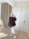 HR-2927H&R ButikQu- Qülna Kolları İspanyol Tunik Mürdüm