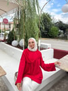 HR-3031H&R ButikTB- Erla Omuz Atkılı Tunik Kırmızı