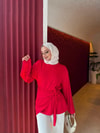 HR-3031H&R ButikTB- Erla Omuz Atkılı Tunik Kırmızı