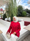 HR-3031H&R ButikTB- Erla Omuz Atkılı Tunik Kırmızı