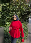 HR-3487H&R ButikTb - Zila İspanyolkol Tunik Kırmızı
