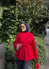 HR-3487H&R ButikTb - Zila İspanyolkol Tunik Kırmızı