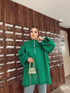 535H&R ButikFermuarlı Sweat Model Triko Kazak Yeşil