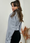 BUKLET KUMAŞ KEMERLİ BEBE MAVİSİ KISA CEKET