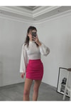 Büzgülü Pembe Mini Etek