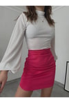 Büzgülü Pembe Mini Etek