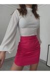 Büzgülü Pembe Mini Etek