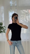 Buzzy Siyah Bebe Kol Basic Yaka Tshirt