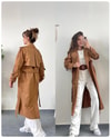 Camel Deri Detaylı Kuşaklı Trençkot