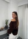 Degaje Yaka Fitillli Acı Kahve Kazak 