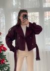 Dore Premium Bordo Kemer Aksesuarlı Ceket 
